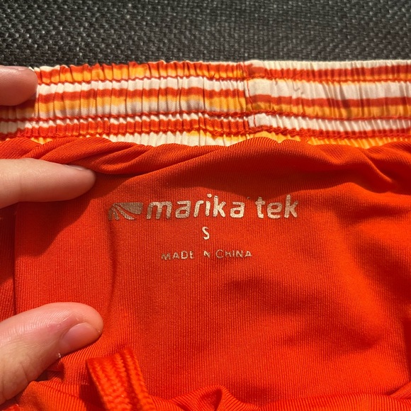 Marikatek Red, Orange & White Striped Athletic Shorts - Picture 2 of 2